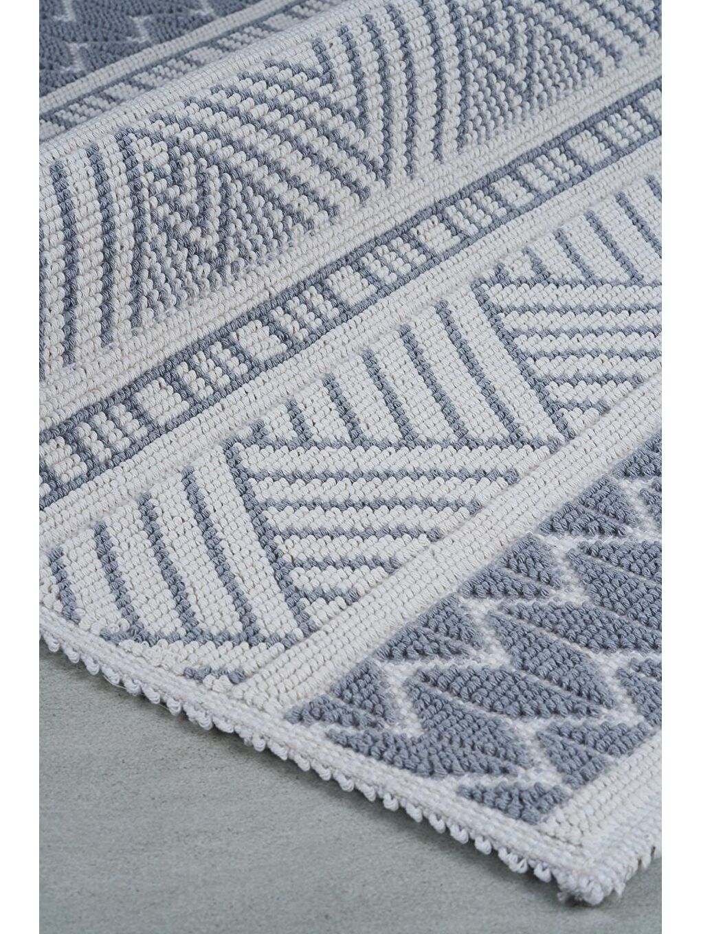 Marina Doğal Pamuklu 2'li Banyo Paspas Seti 60x100+50x60 Cm - Gri-1