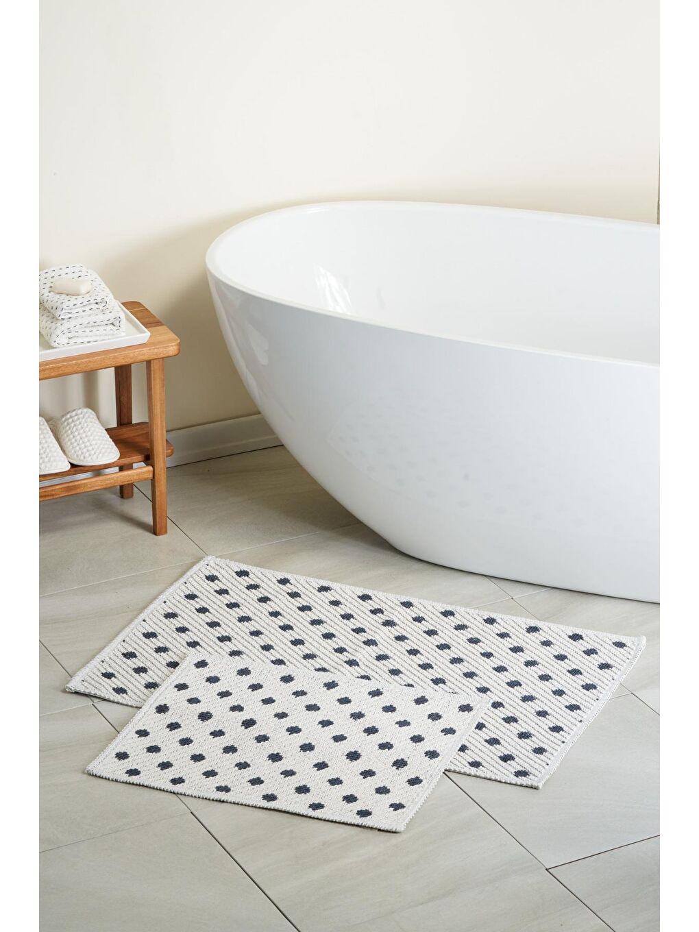 Freya Doğal Pamuklu 2'li Banyo Paspas Seti 60x100+50x60 Cm - Antrasit