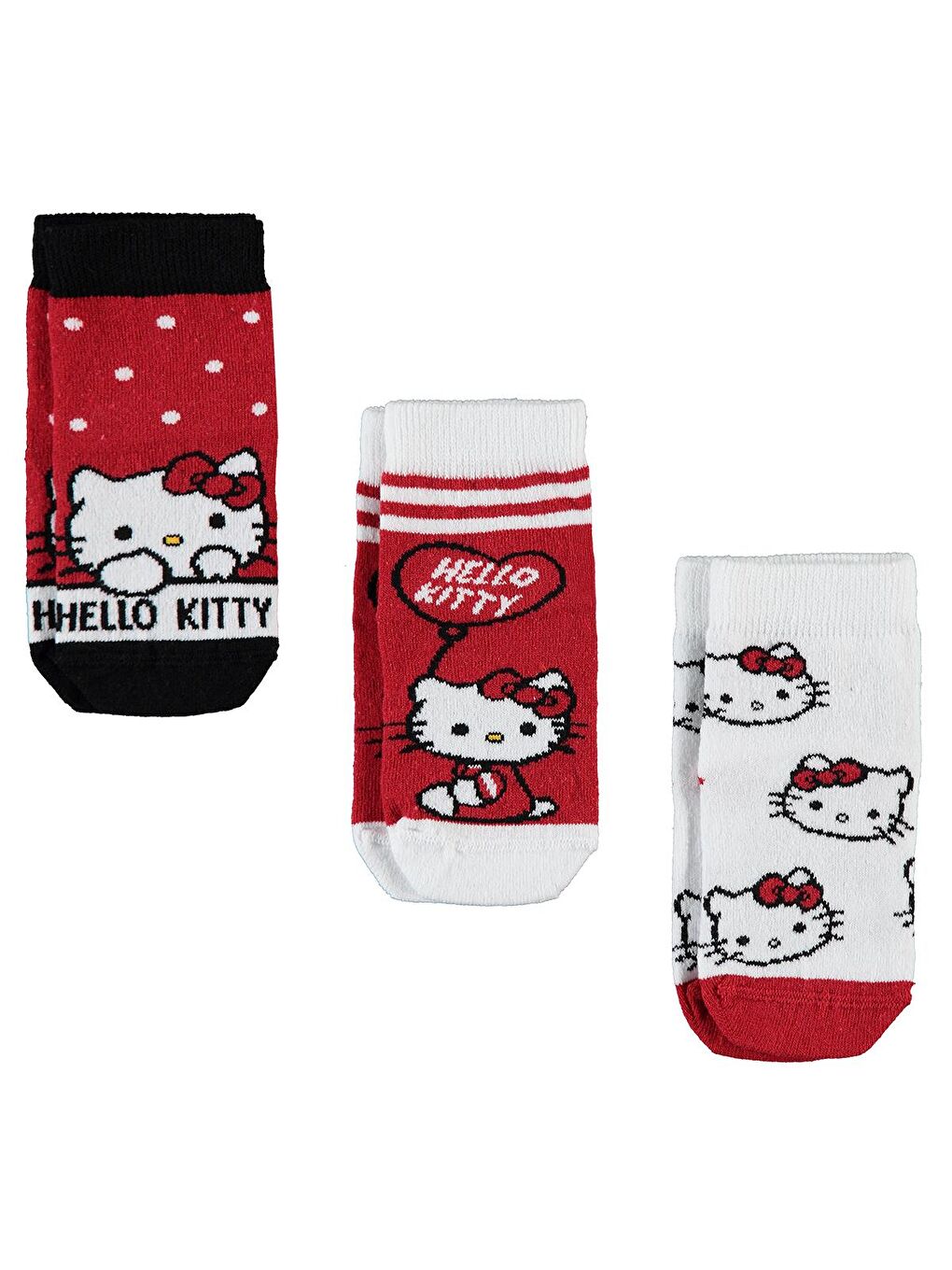 Civil Kırmızı Hello Kitty Kız Çocuk 3'lü Soket Çorap Kırmızı