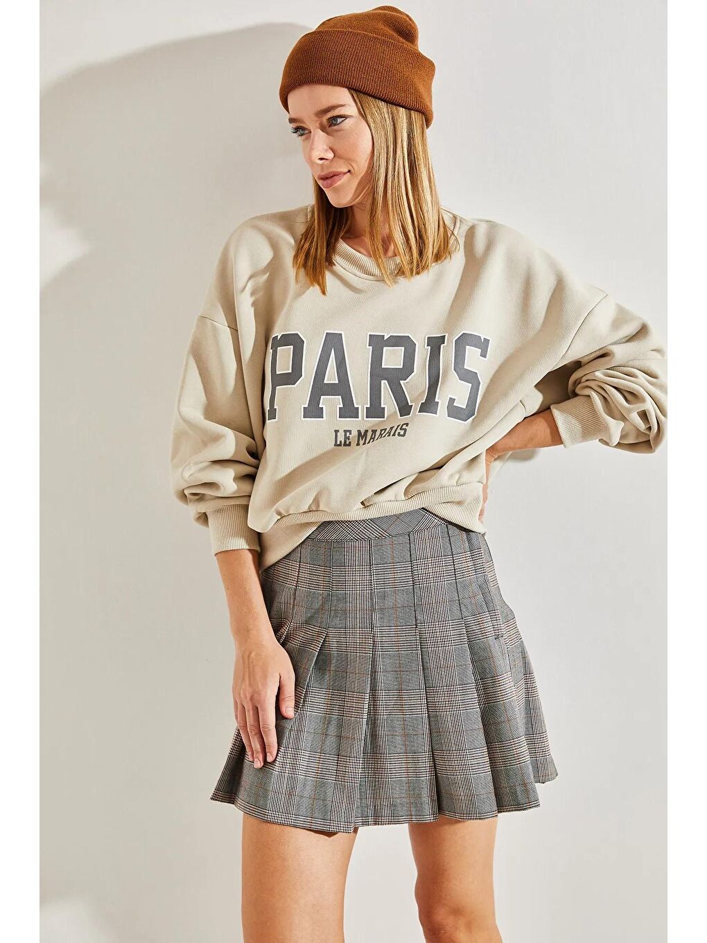 SHADE Krem Kadın Paris Baskılı Sweatshirt - 2