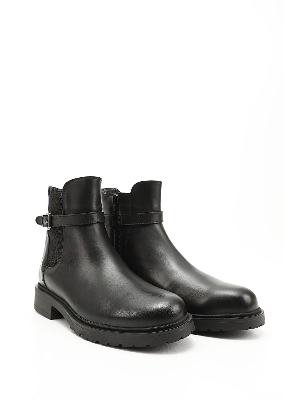 Mor Kadın ZÜMRÜT-SİYAH Tokalı Hakiki Deri Chelsea Bot-1