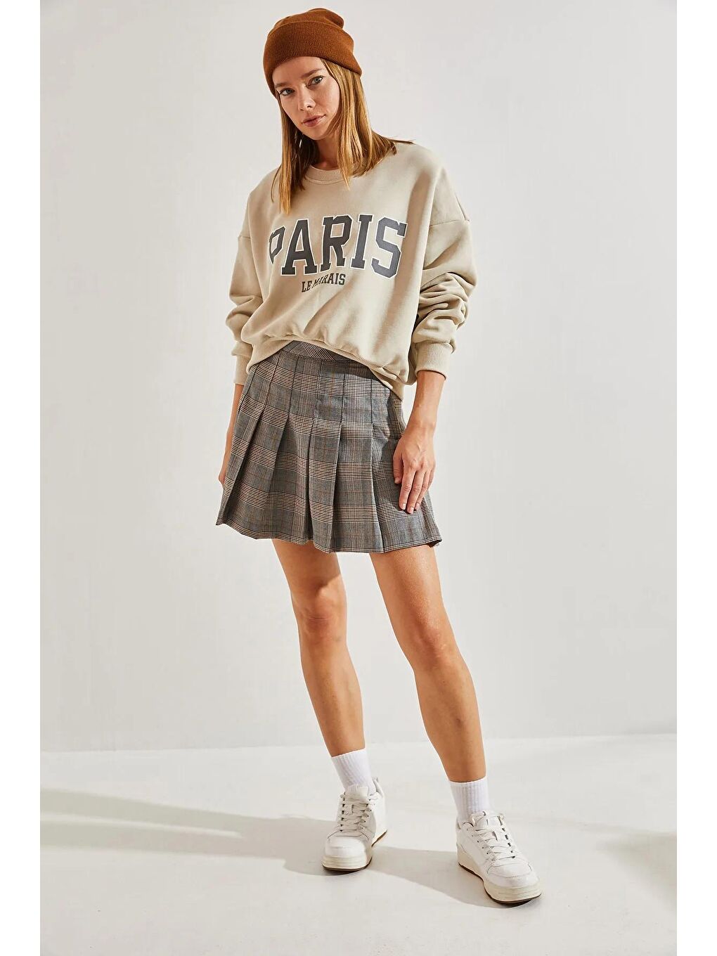 SHADE Krem Kadın Paris Baskılı Sweatshirt - 3