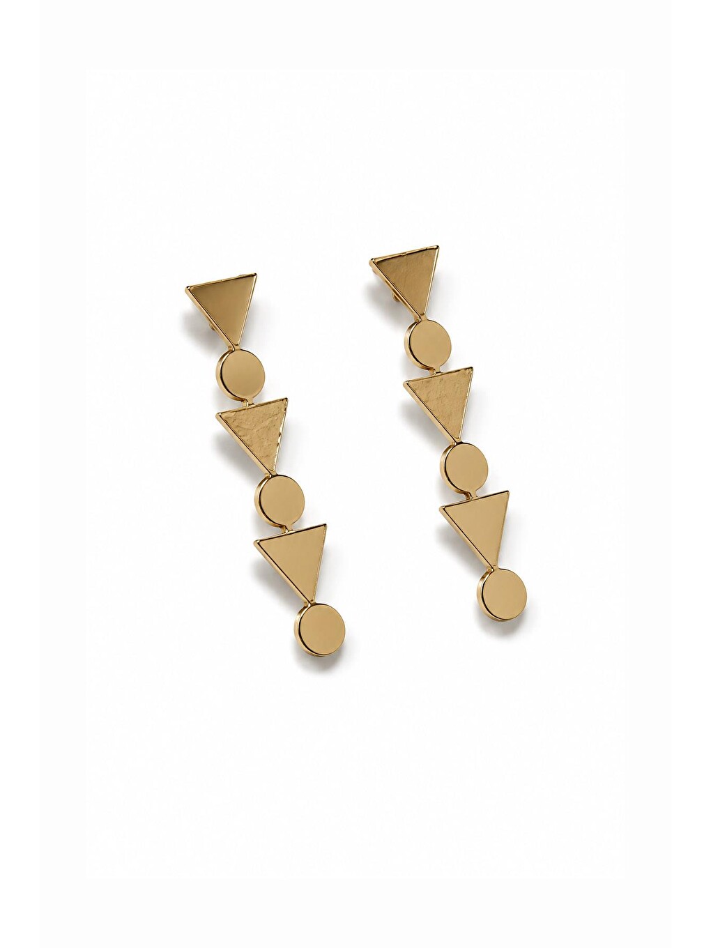 Sarı Geometrik Detaylı Modern Gold Küpe-2