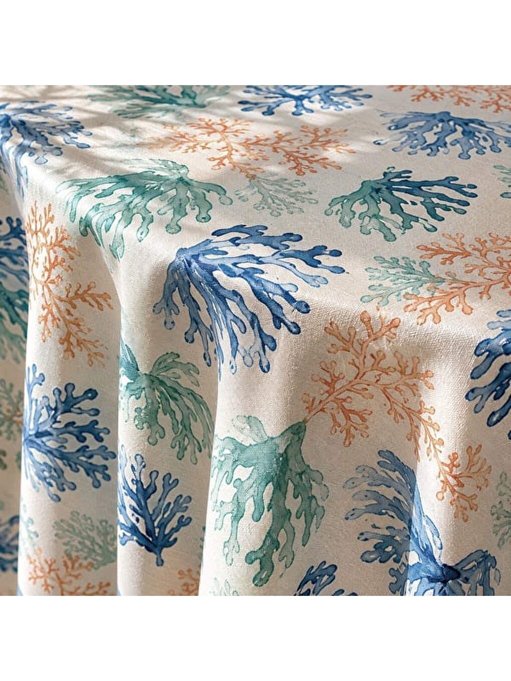 Soft Lume Yuvarlak Masa Örtüsü - Ekru - 150x150 cm-1