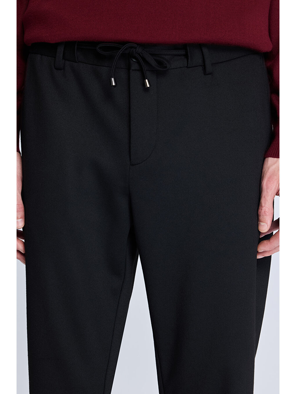 Siyah Dinamik Fit Desenli Yandan Cepli Casual Jogger Pantolon-2