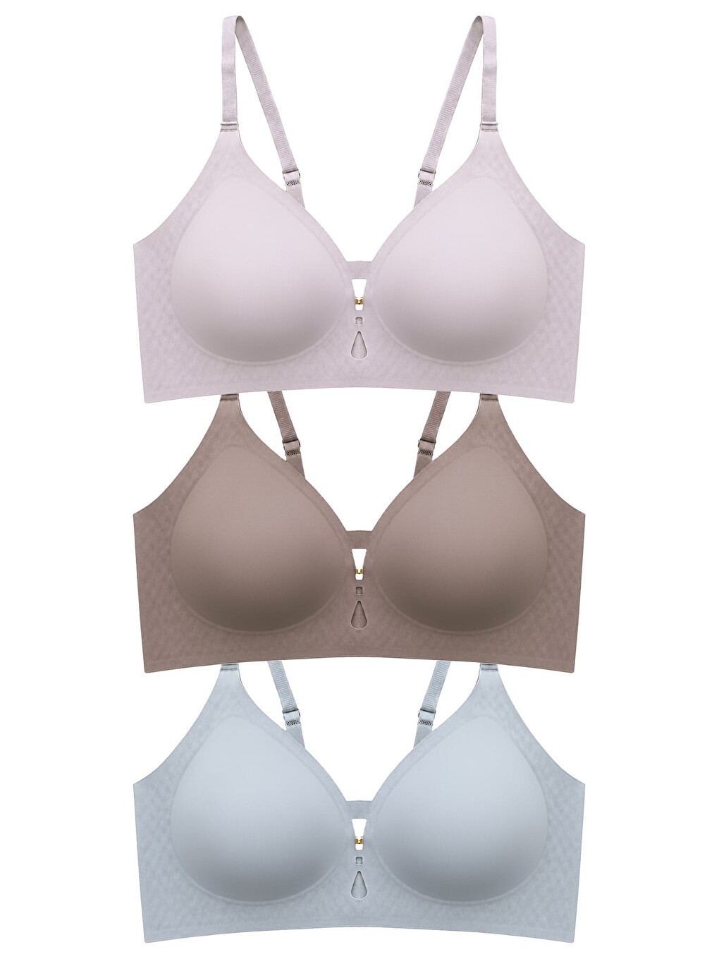 Kahverengi Seamless Bra - Elune | Lazer Kesim Balensiz Dekolte Taş Detaylı Dikişsiz Kadın Sütyen 3'Lü Paket