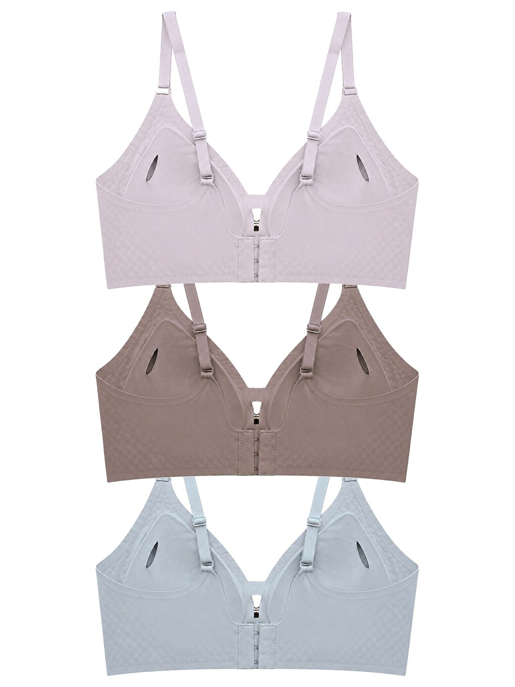 Kahverengi Seamless Bra - Elune | Lazer Kesim Balensiz Dekolte Taş Detaylı Dikişsiz Kadın Sütyen 3'Lü Paket-1