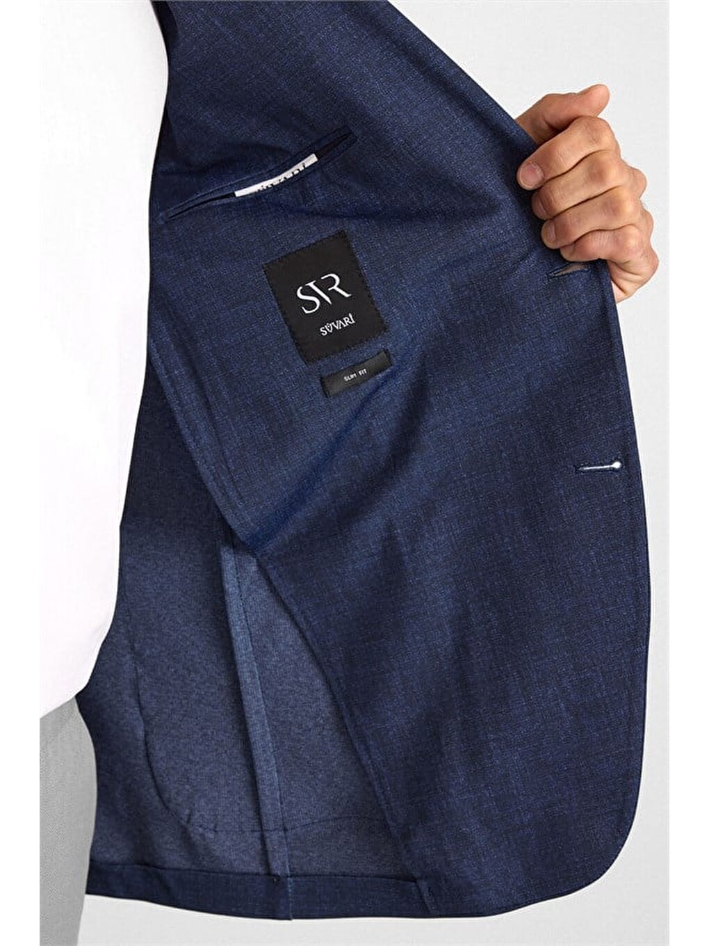 Lacivert Slim Mono Yaka Torba Cep 6 Drop Klasik Ceket-9