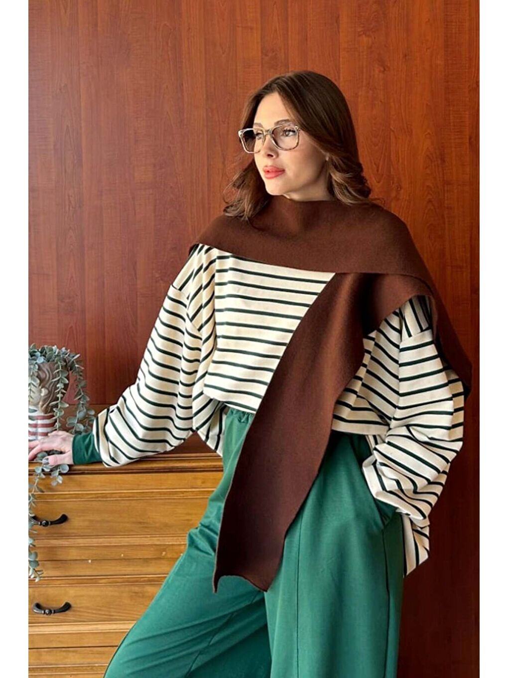 Kahverengi Acı Kahve Şal Atkı-1