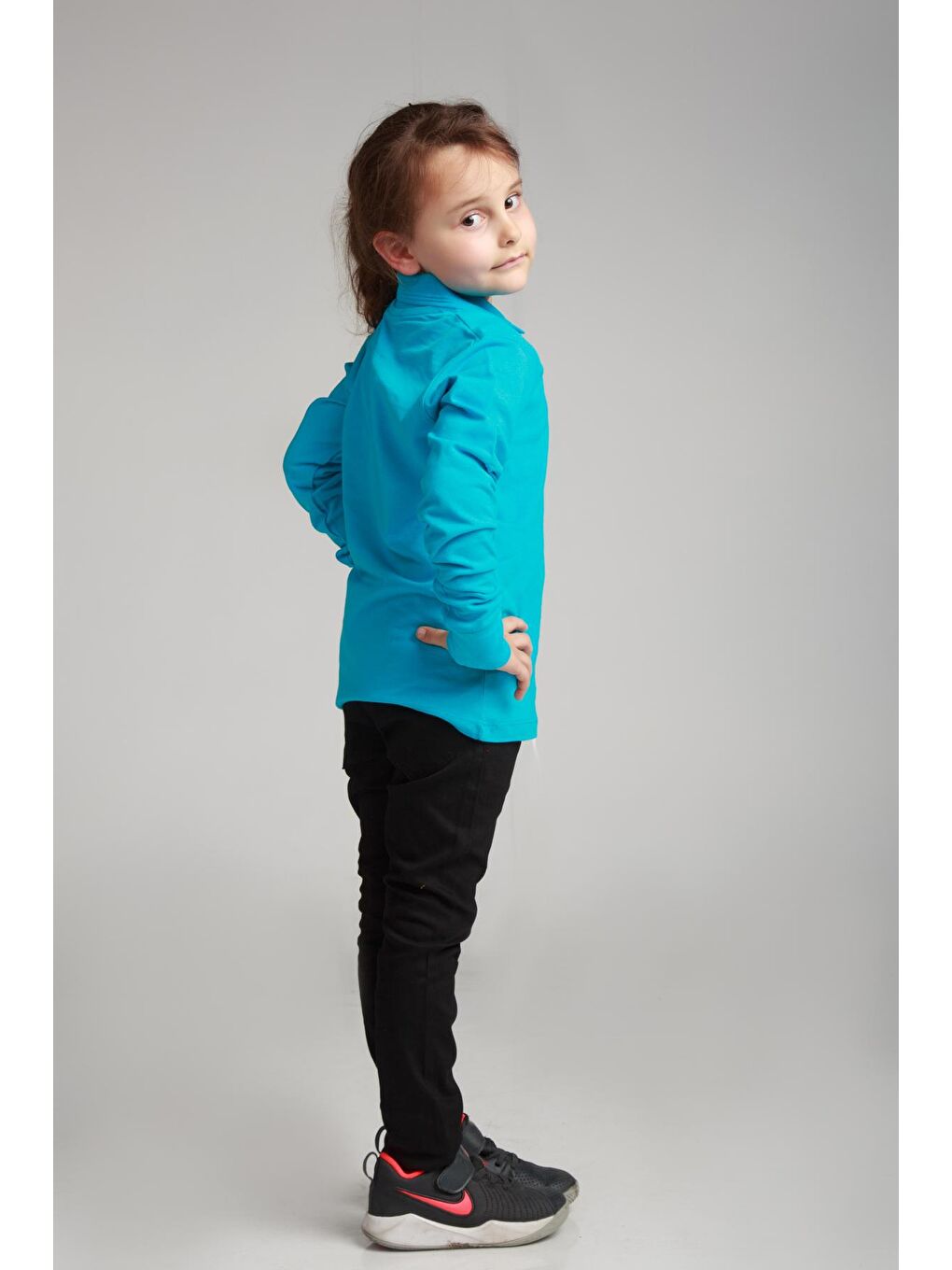 Turkuaz Kids Polo Yaka Basic Uzun Kollu Kız Çocuk-2