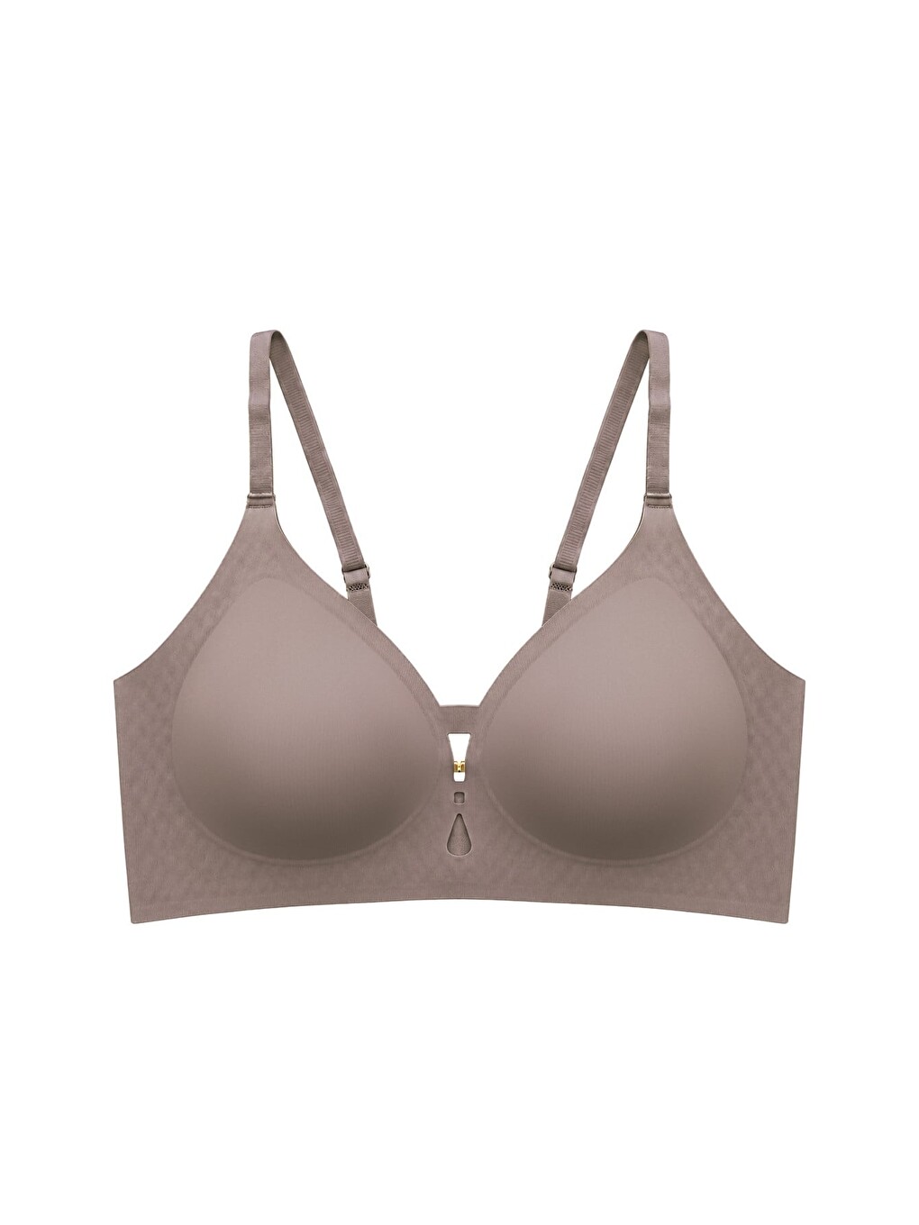 Seamless Bra - Elune | Kahverengi Lazer Kesim Balensiz Dekolte Taş Detaylı Dikişsiz Kadın Sütyen