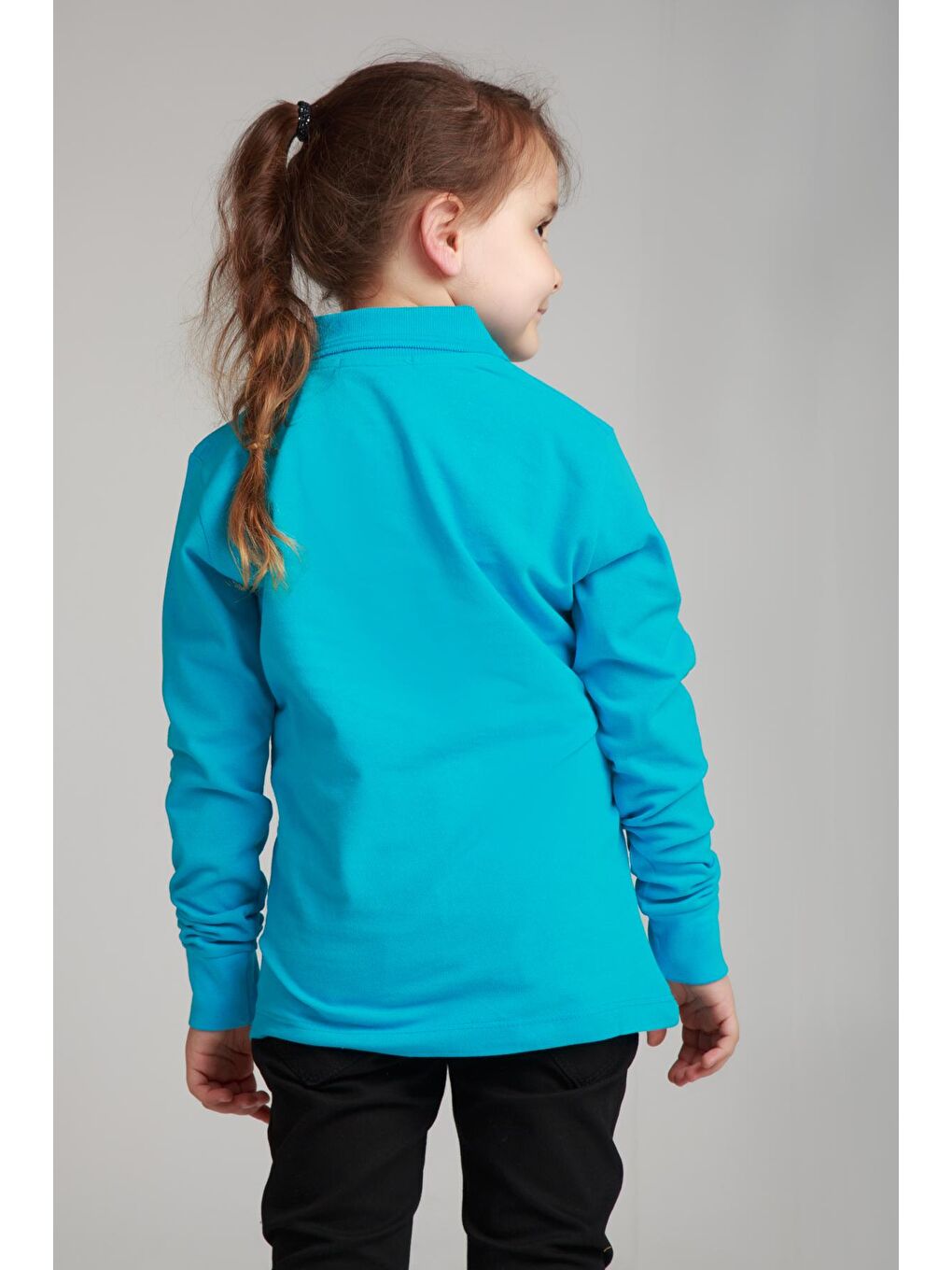 Turkuaz Kids Polo Yaka Basic Uzun Kollu Kız Çocuk-4