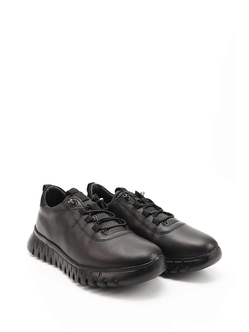 Mor Kadın ZÜMRÜT-SİYAH Lastik Bağcıklı Hakiki Deri Sneaker-1