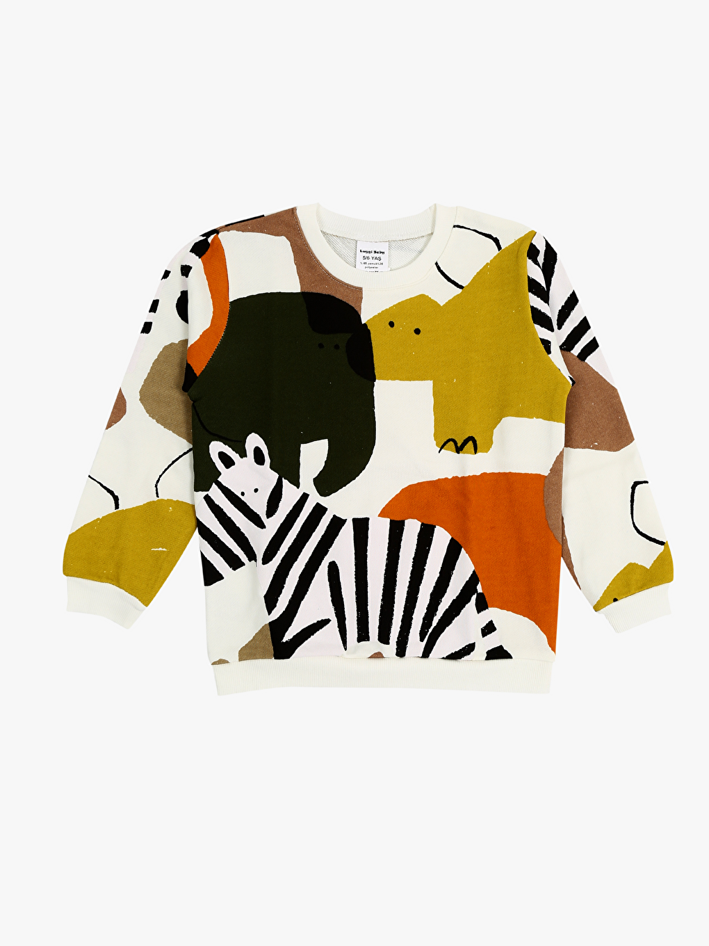 Haki Bisiklet Yaka Baskılı Erkek Bebek Sweatshirt ve Eşofman Alt 2'li-1