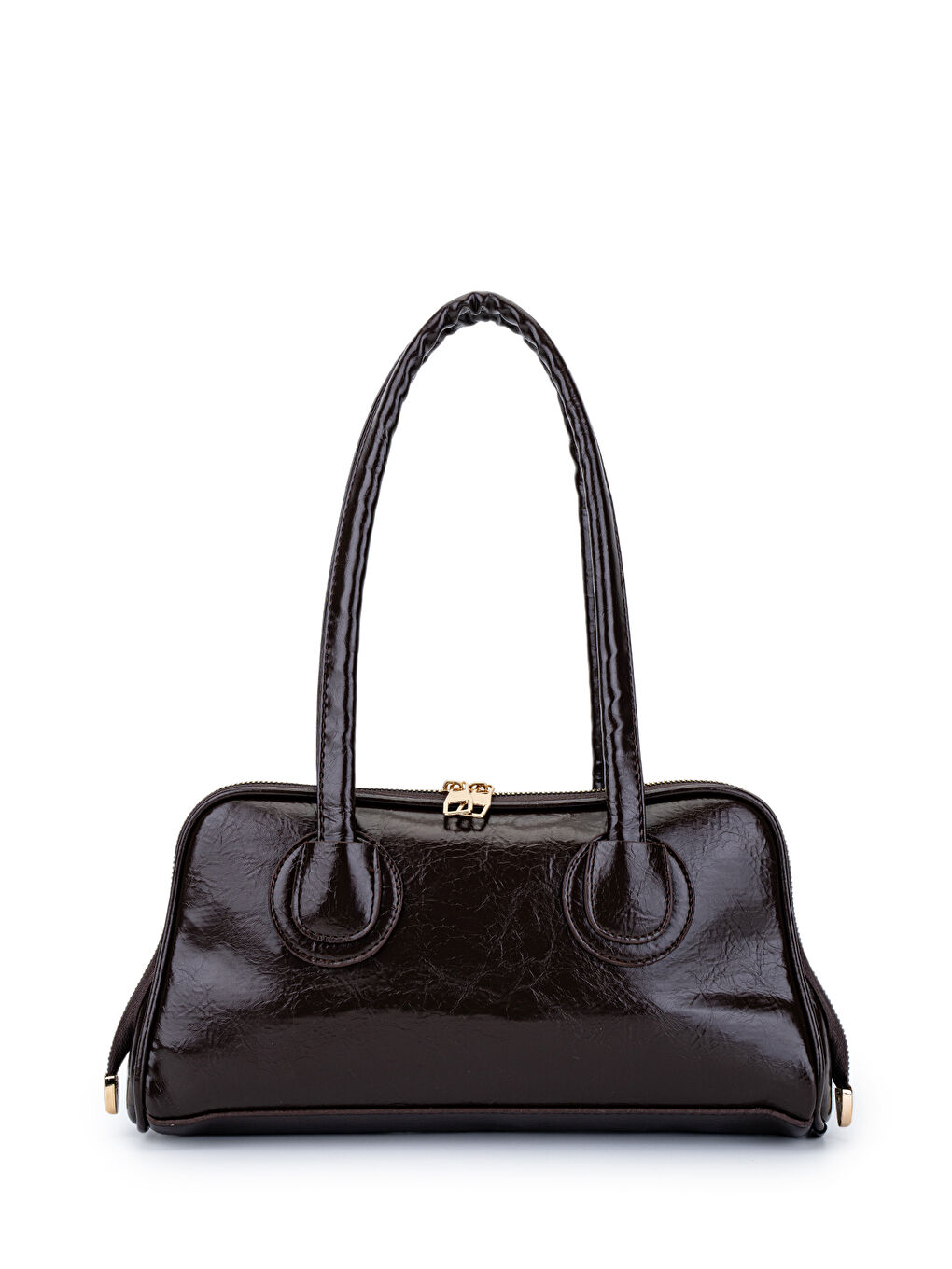 Kahverengi Suni Deri Baget Henna Acı Kahve Kadın Kol Çanta-3