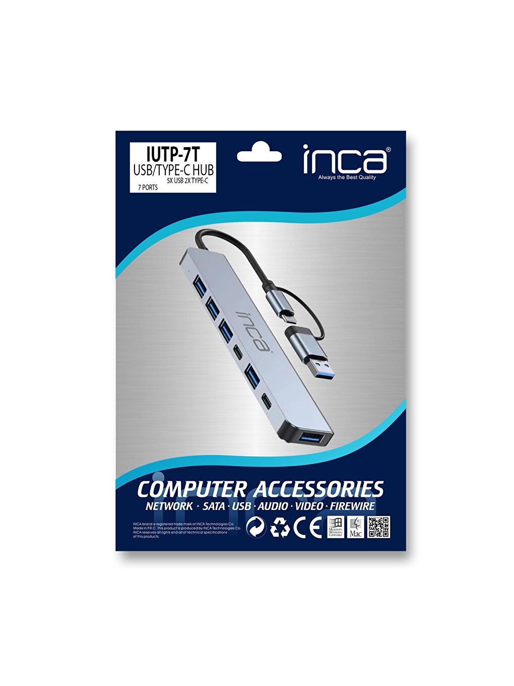 IUTP-7T USB 3.0 + 4x USB 2.0 100W Çoklayıcı Çevirici-4