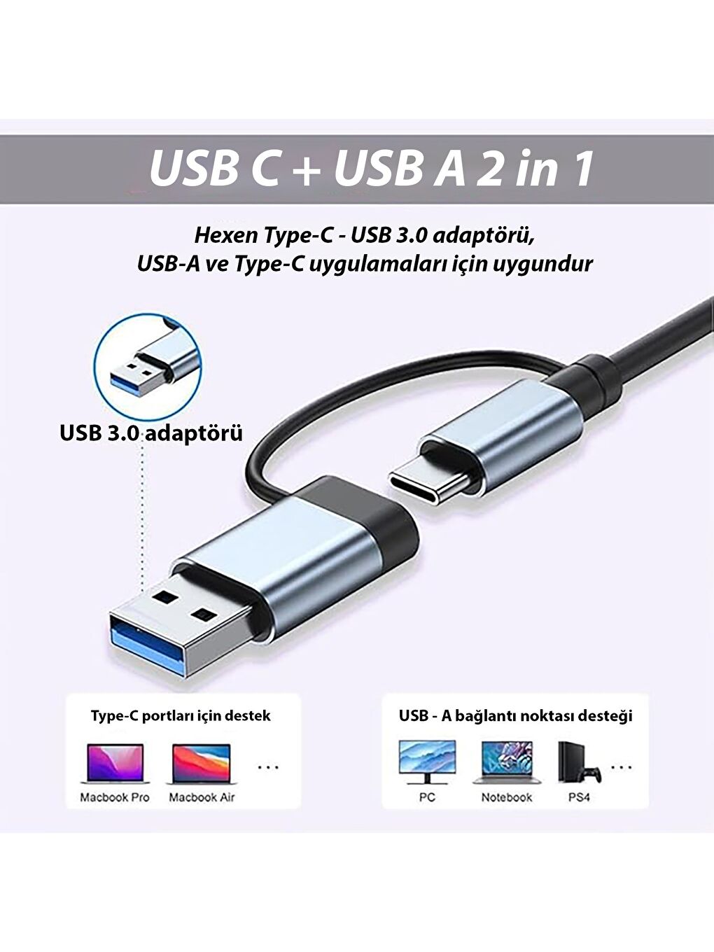 IUTP-7T USB 3.0 + 4x USB 2.0 100W Çoklayıcı Çevirici-7