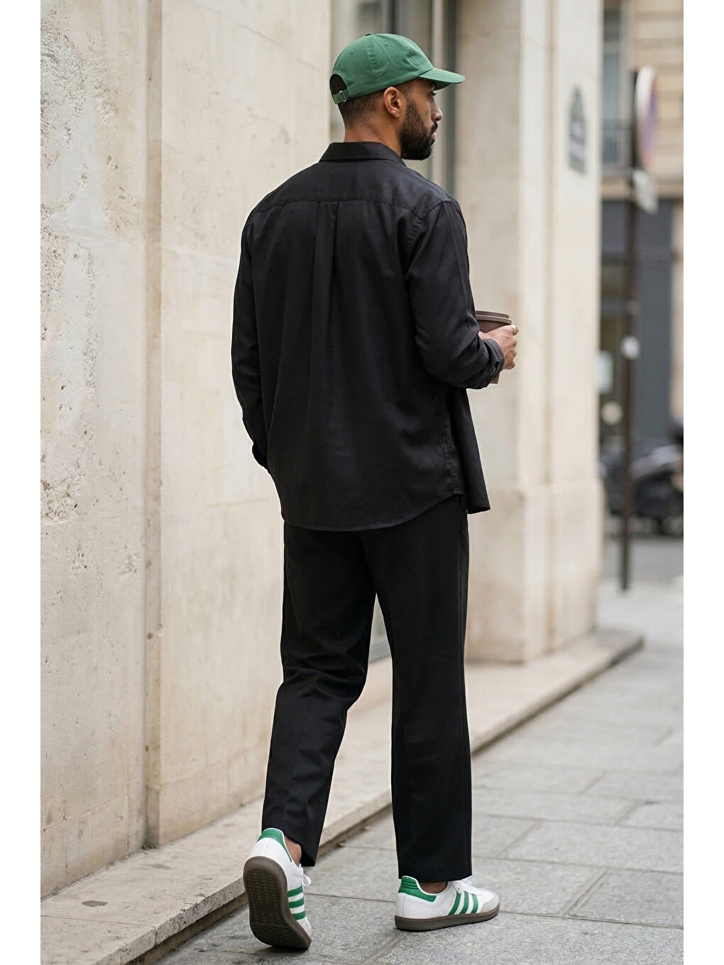 Erkek Relaxed Fit Pile Detaylı Premium Kumaş Pantolon Siyah-3