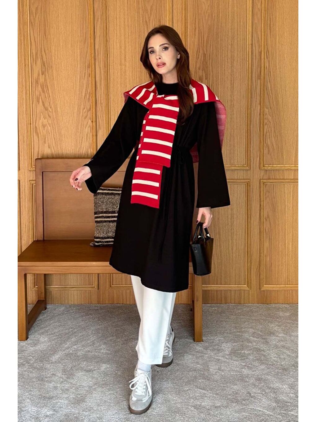 Kırmızı Çizgili Şal Atkı-2