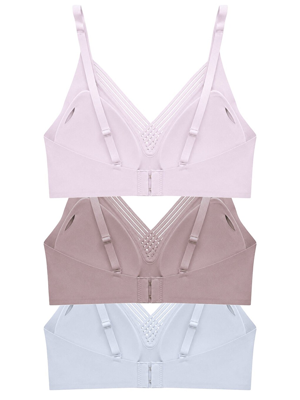Kahverengi Seamless Bra - Lucent | Lazer Kesim Balensiz Ön Çapraz Şerit Detaylı Kadın Sütyen 3'Lü Paket-1