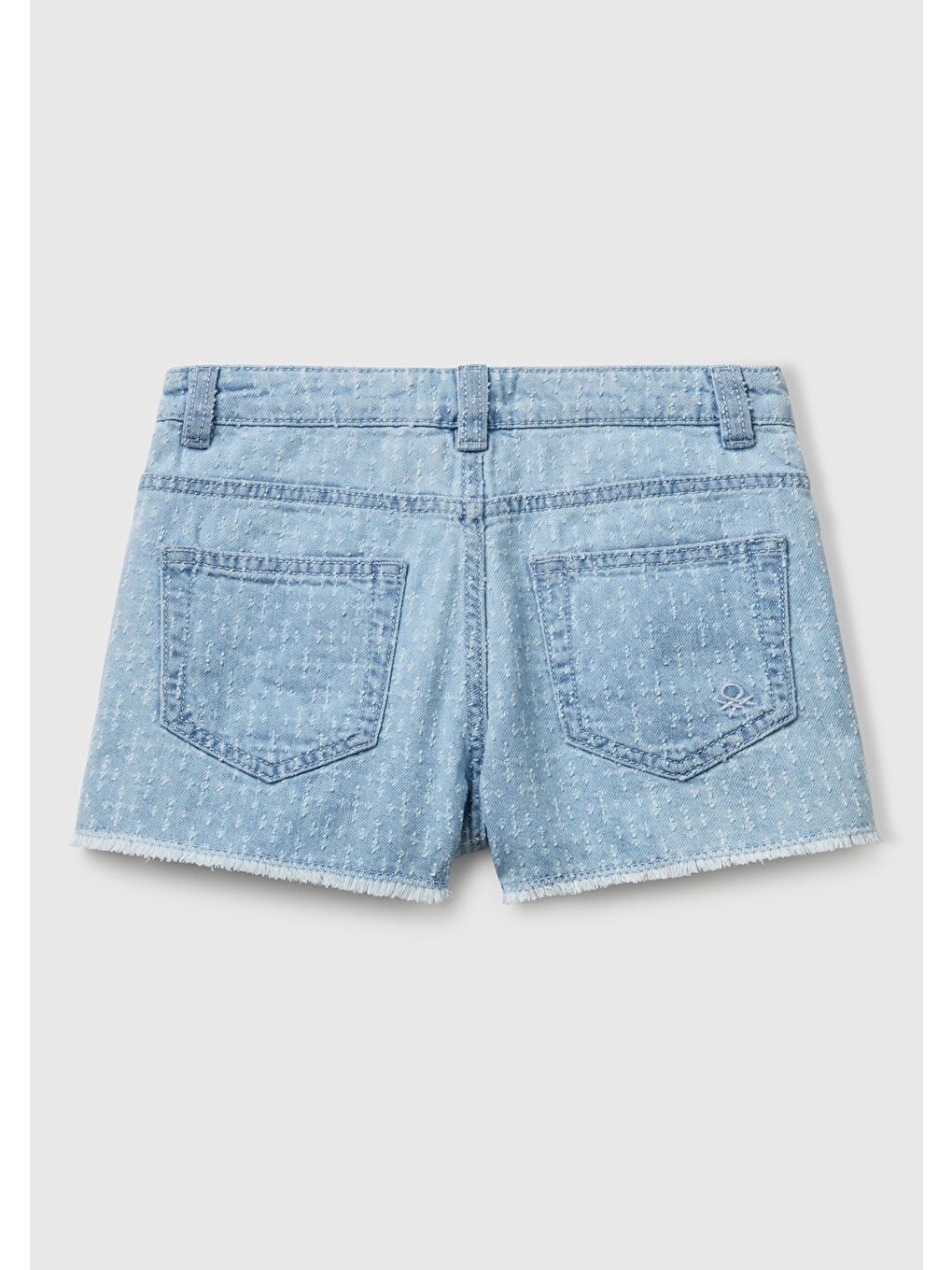 Mavi Kız Çocuk Denim Arka Cebi Logo İşlemeli 5 Cepli Lazerli Denim Şort-1