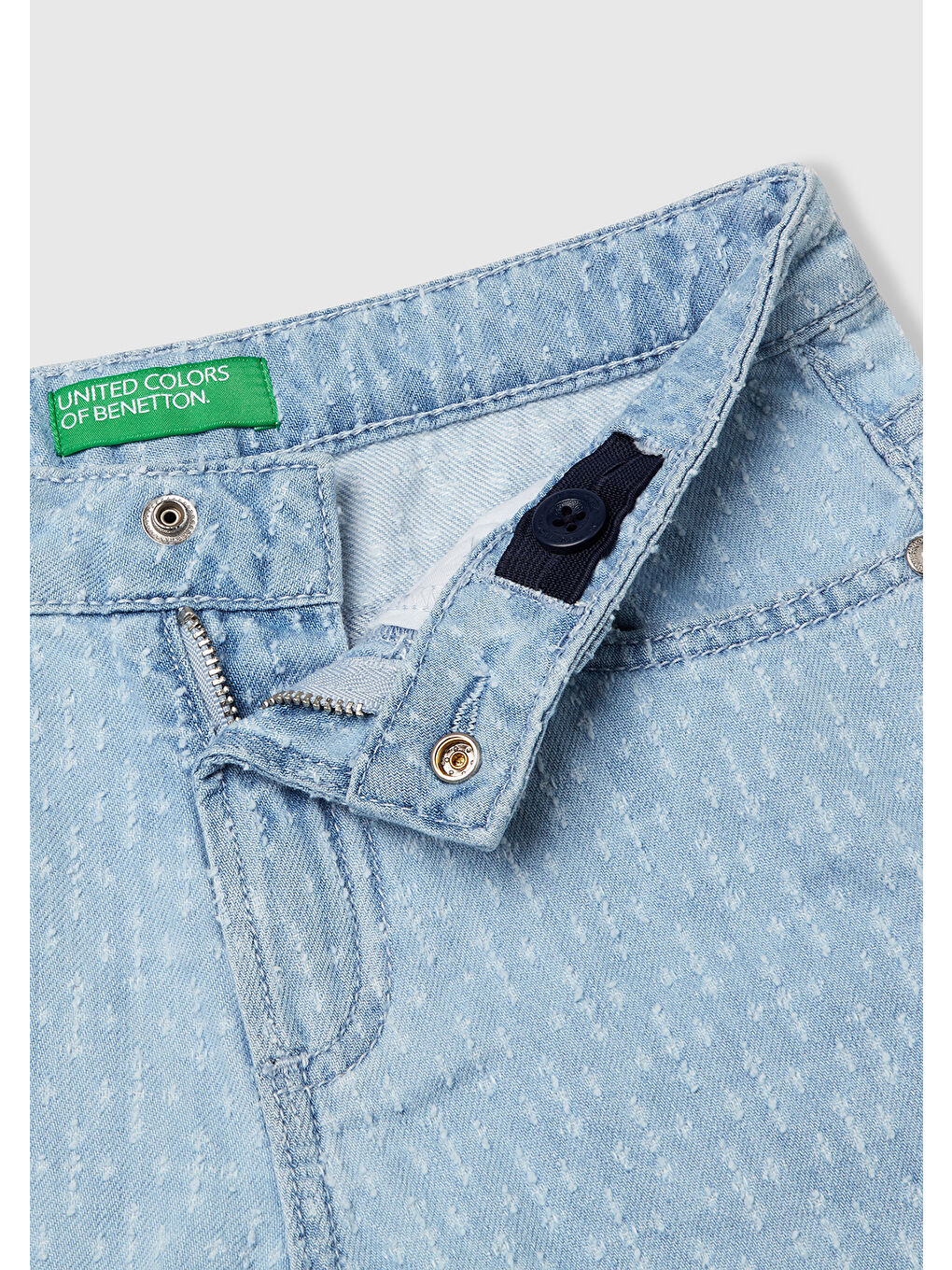 Mavi Kız Çocuk Denim Arka Cebi Logo İşlemeli 5 Cepli Lazerli Denim Şort-2