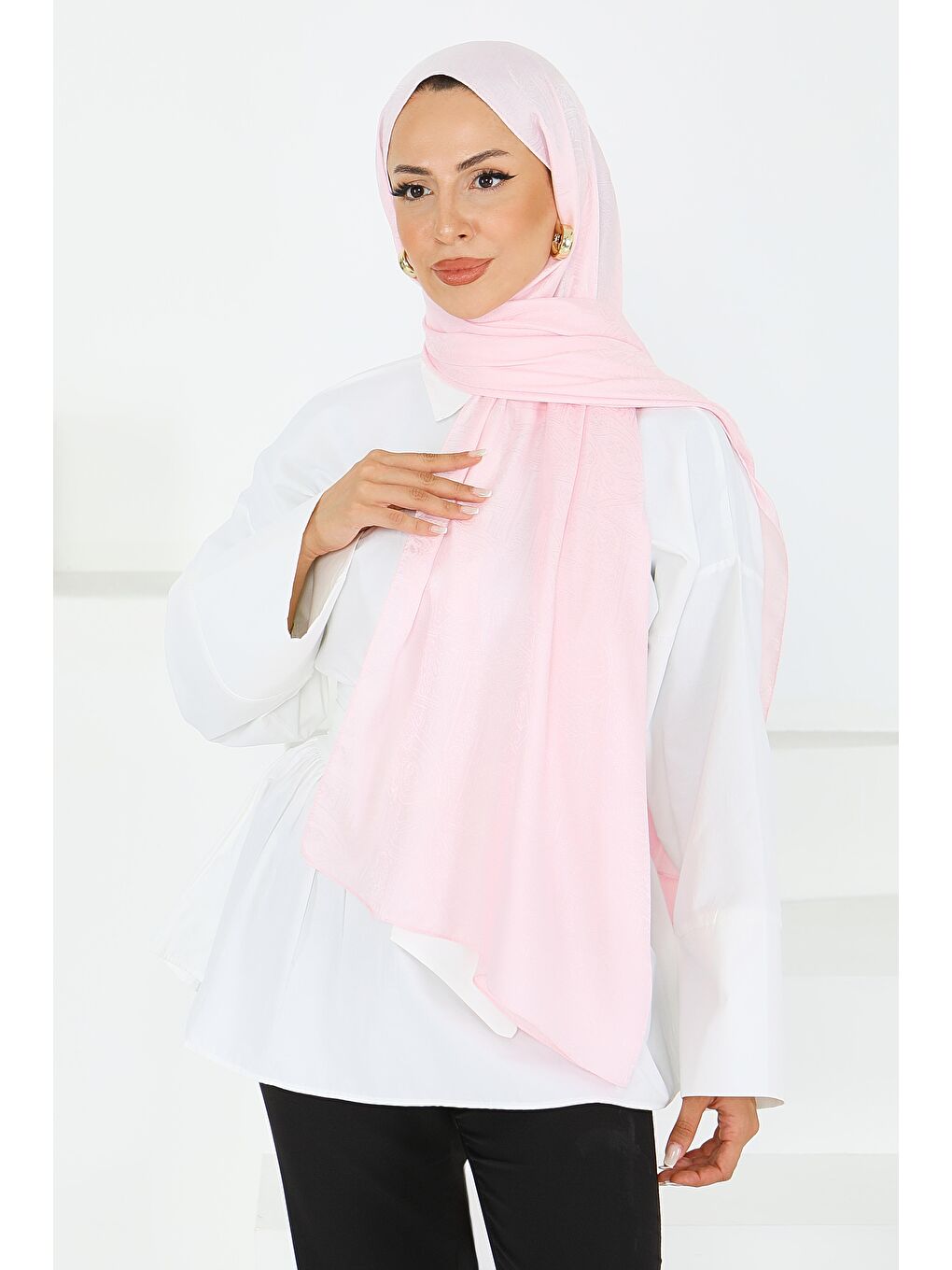 Etnik Monagram Şal Pembe - 27592-1