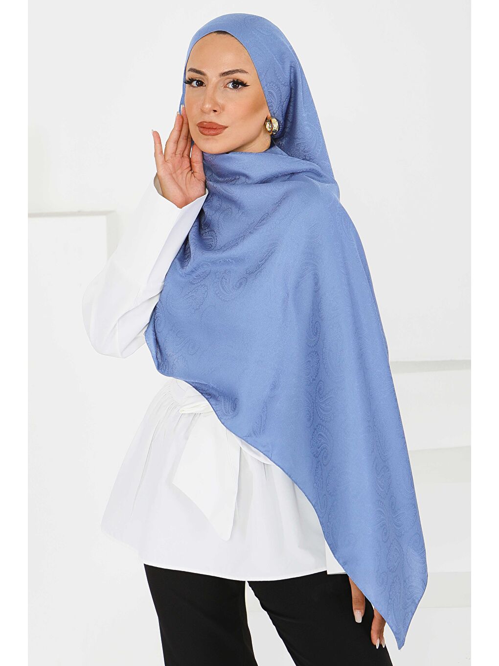 İndigo Vintage Monagram Şal Indigo - 27593