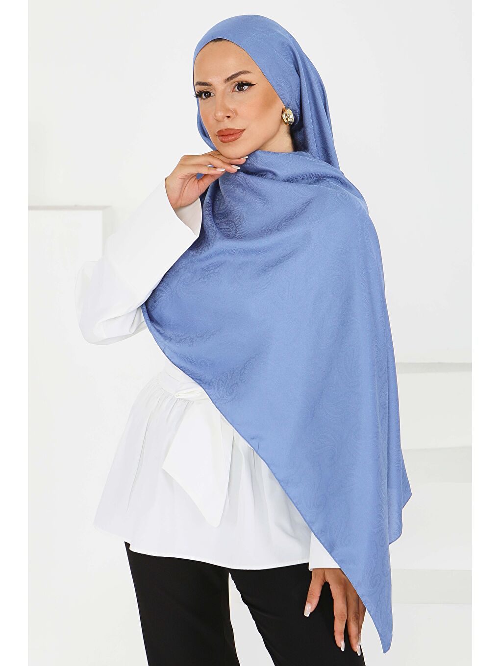 İndigo Vintage Monagram Şal Indigo - 27593-2