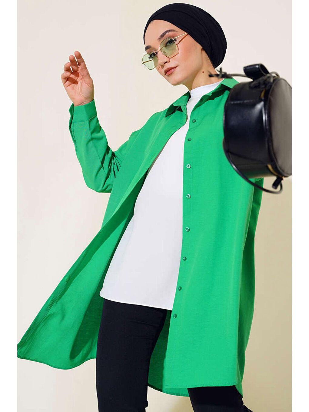5845 Tesettür Tunik - Yeşil