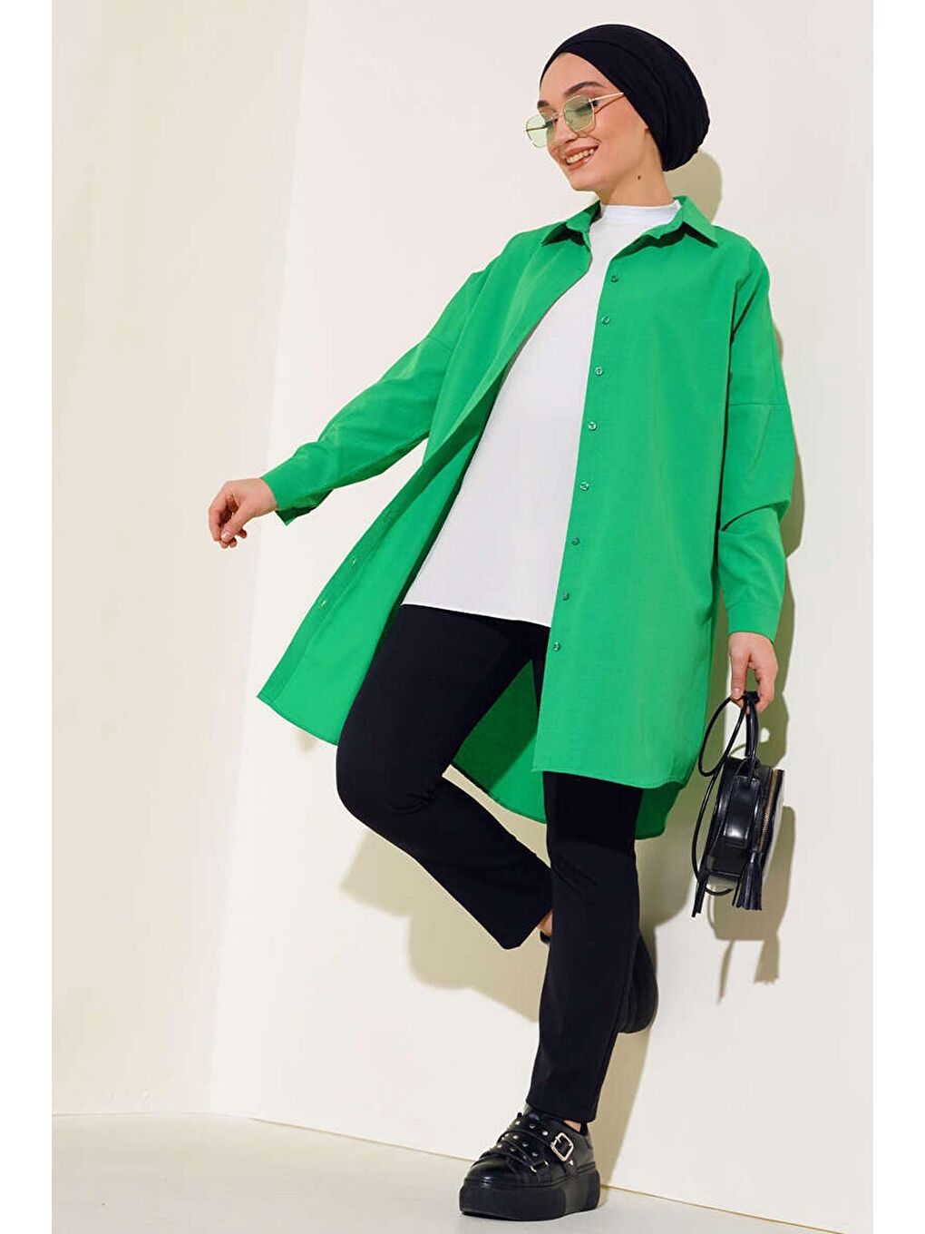 5845 Tesettür Tunik - Yeşil-1