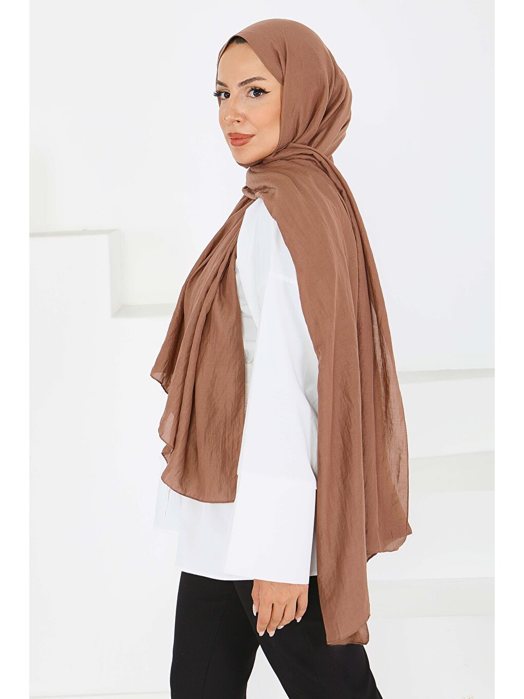 Bej Pamuk Soft Şal Vizon - 27591-1