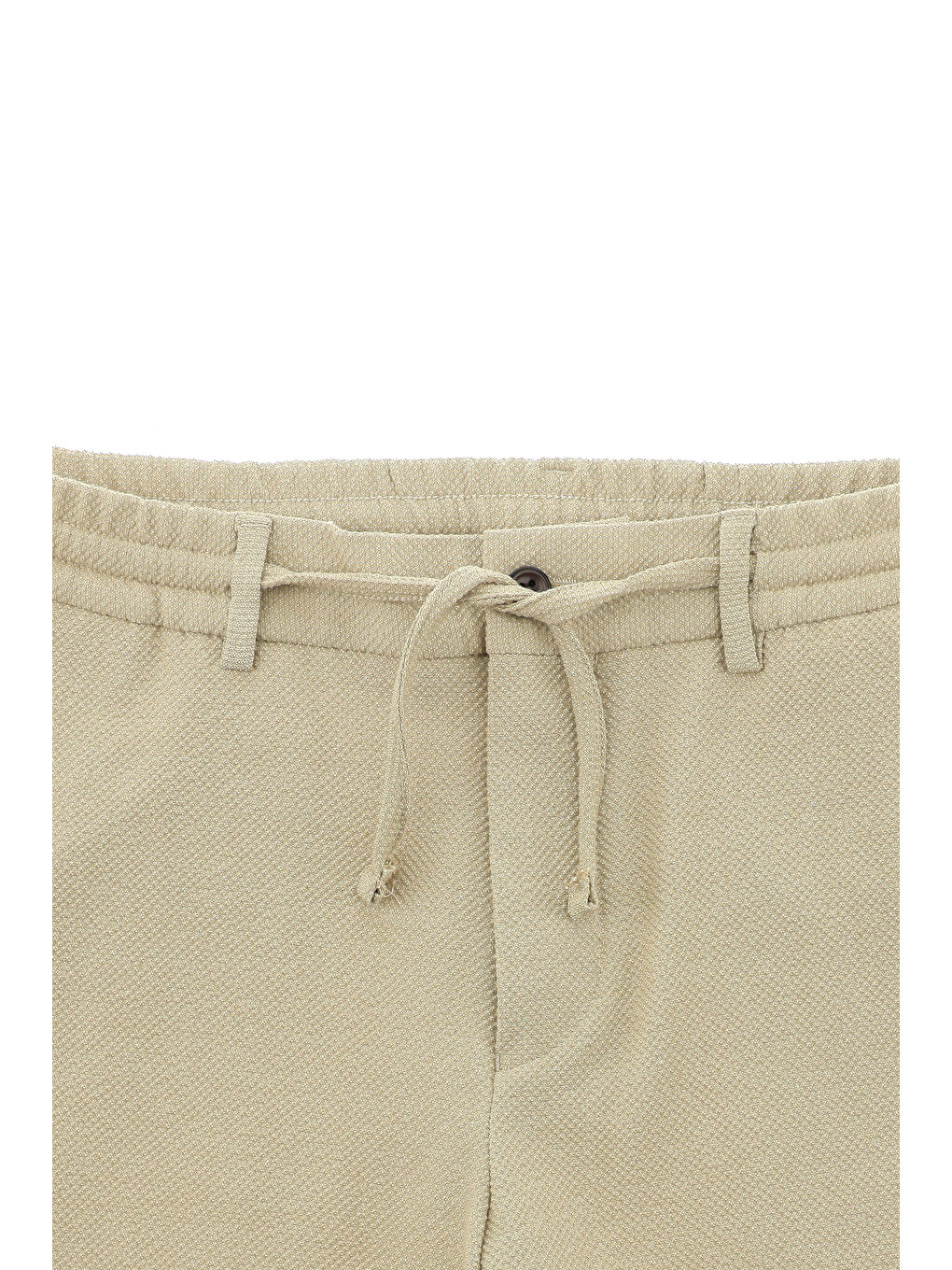 Bej Regular Fit Çizgili Beli Lastikli İpli Takım Elbise-3