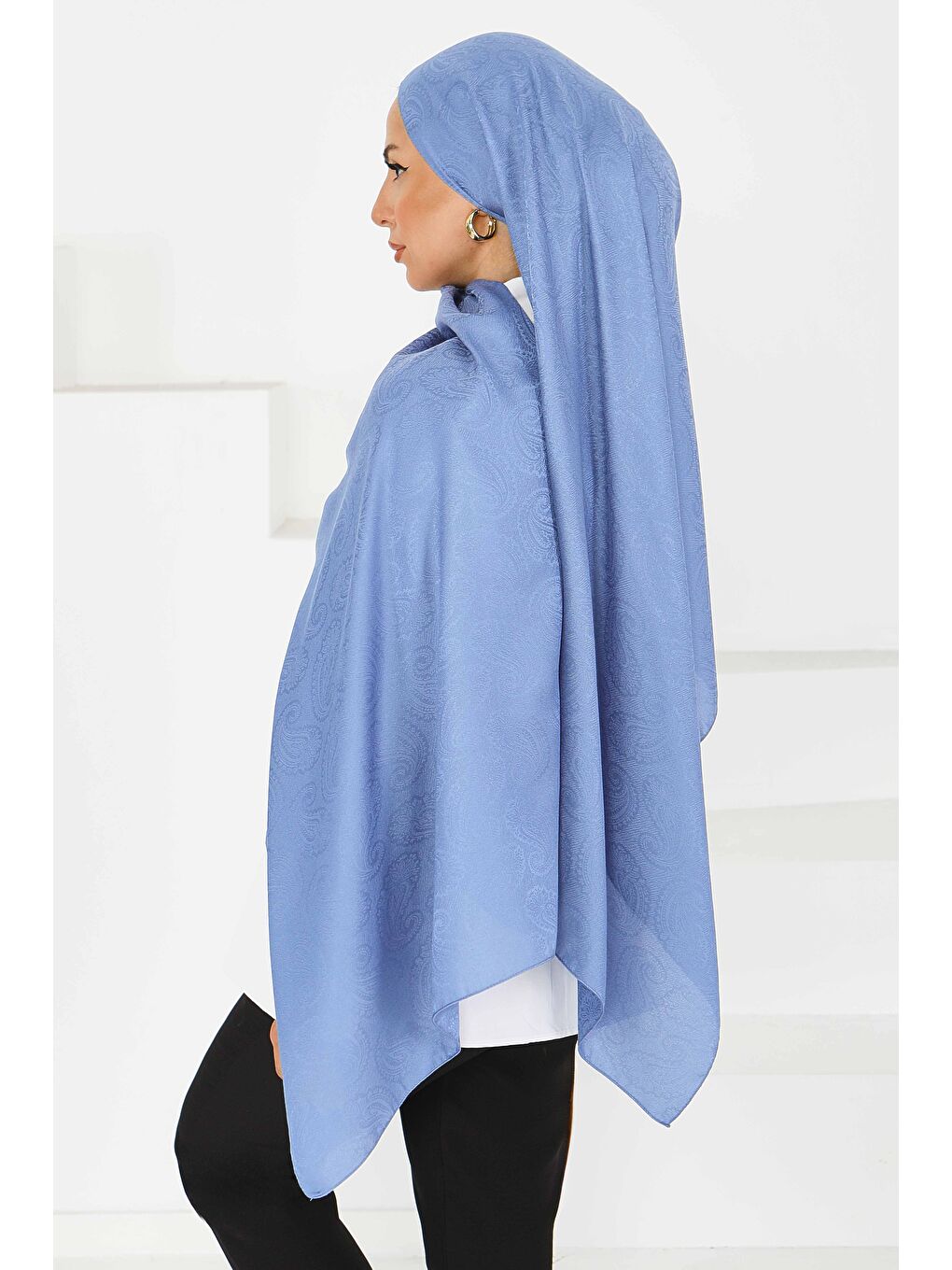 İndigo Vintage Monagram Şal Indigo - 27593-4