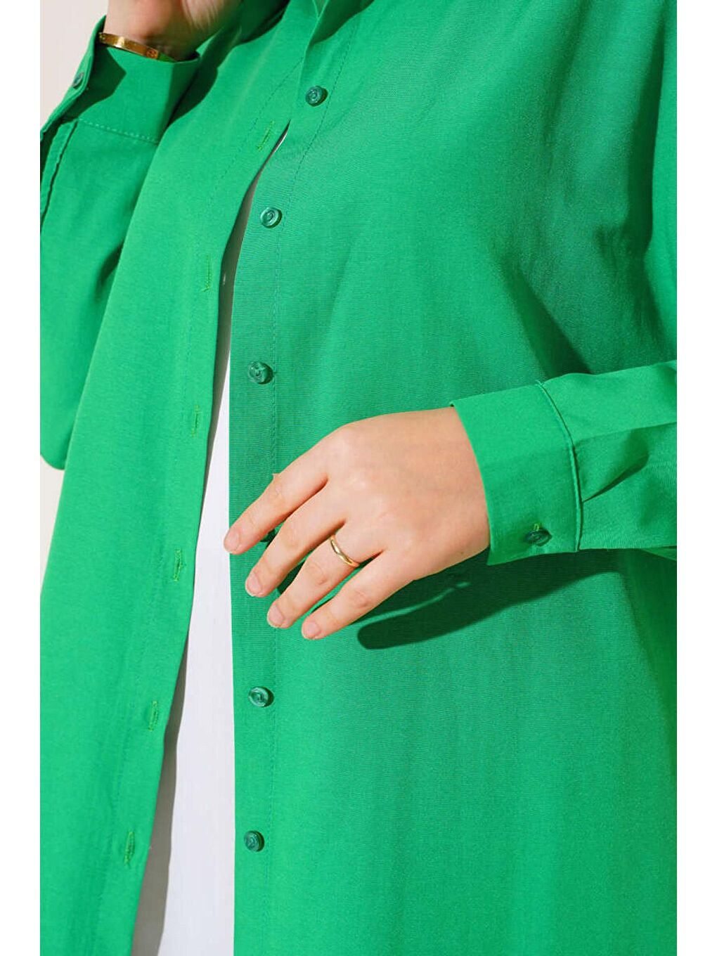 5845 Tesettür Tunik - Yeşil-2