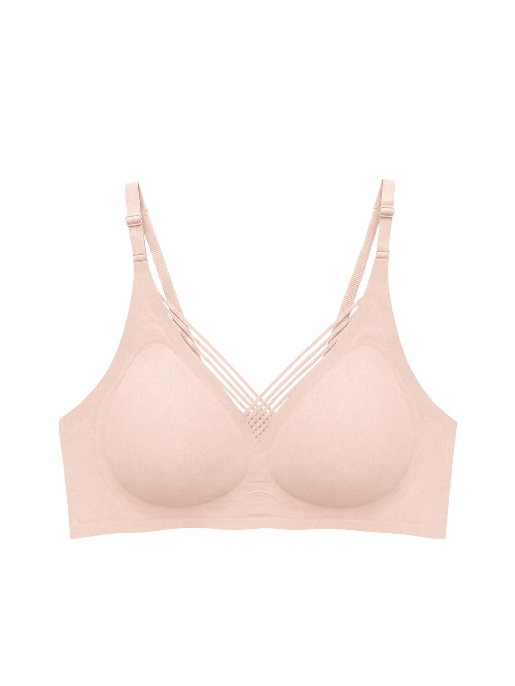 Bej Seamless Bra - Lucent | Ten Lazer Kesim Balensiz Ön Çapraz Şerit Detaylı Kadın Sütyen