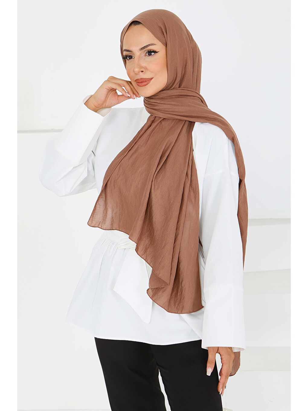 Bej Pamuk Soft Şal Vizon - 27591-2