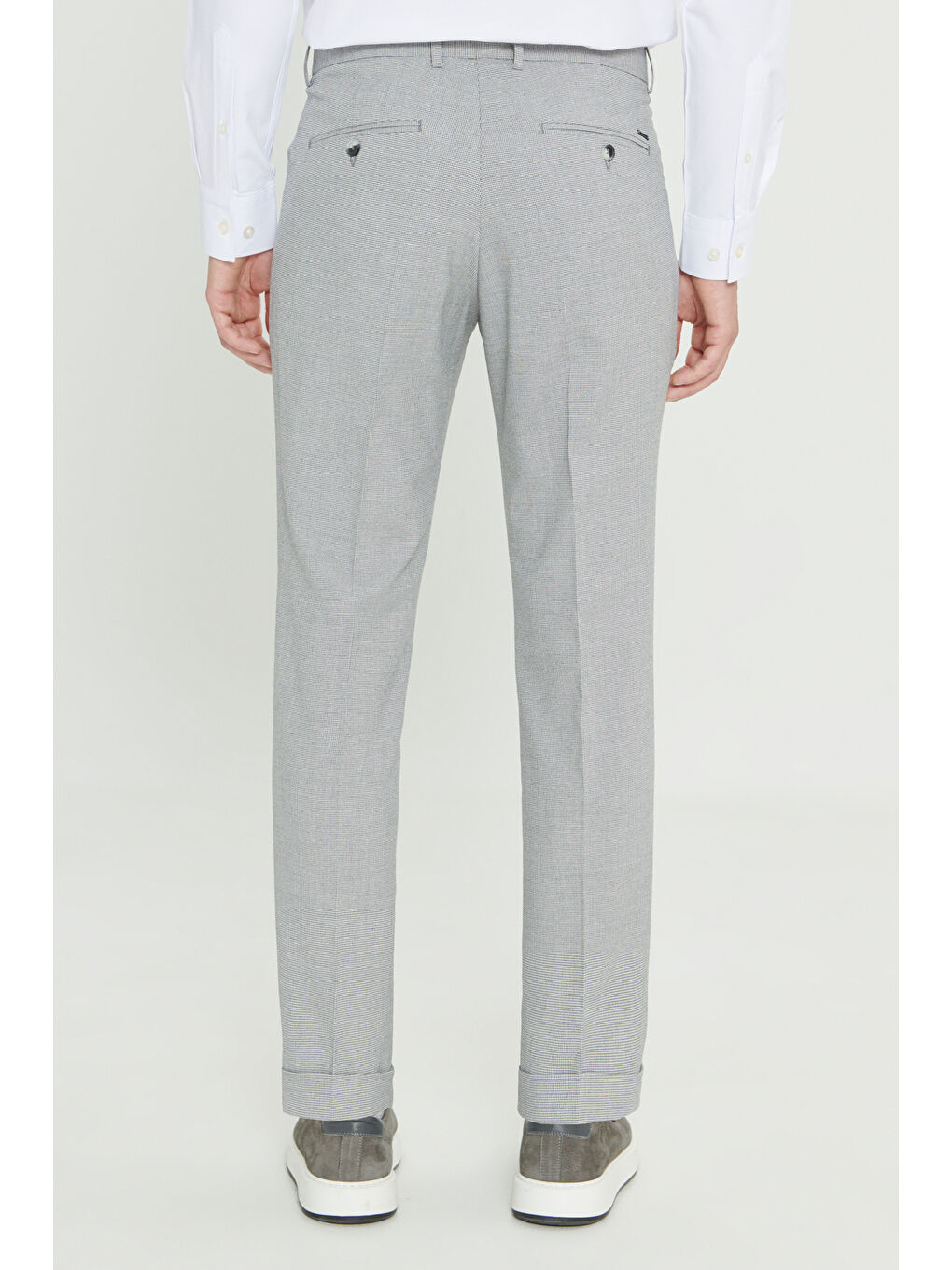 Erkek Gri-Antrasit Comfort Fit Rahat Kesim Yan Cepli Desenli Beli Lastikli Pantolon-5