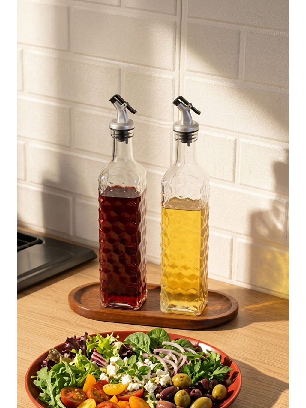 Renksiz DHZ90116-1 2li Sızdırmaz Kapaklı Cam Yağlık Sirkelik Yağdanlık 500ml-1