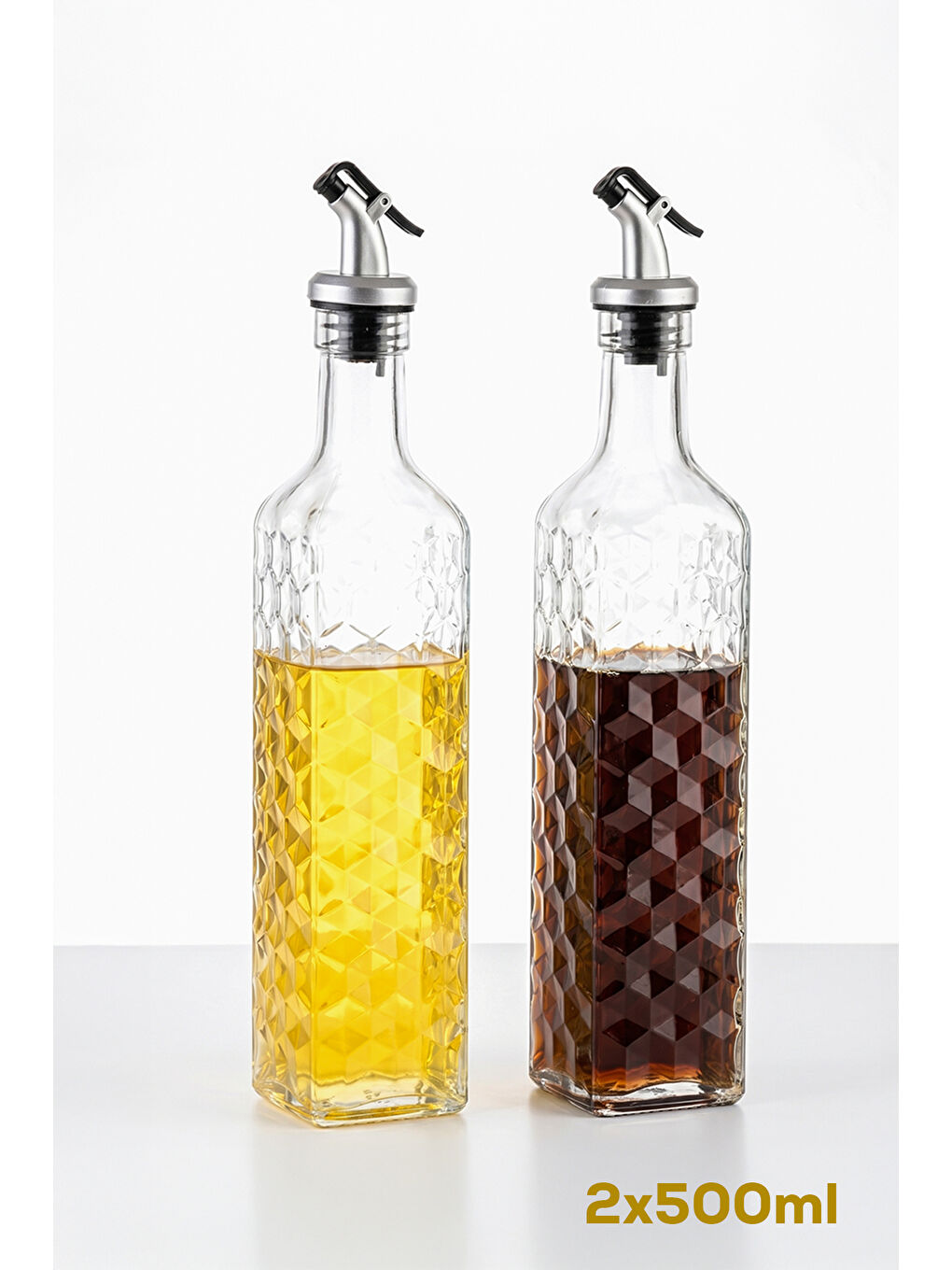 Renksiz DHZ90116-1 2li Sızdırmaz Kapaklı Cam Yağlık Sirkelik Yağdanlık 500ml-2