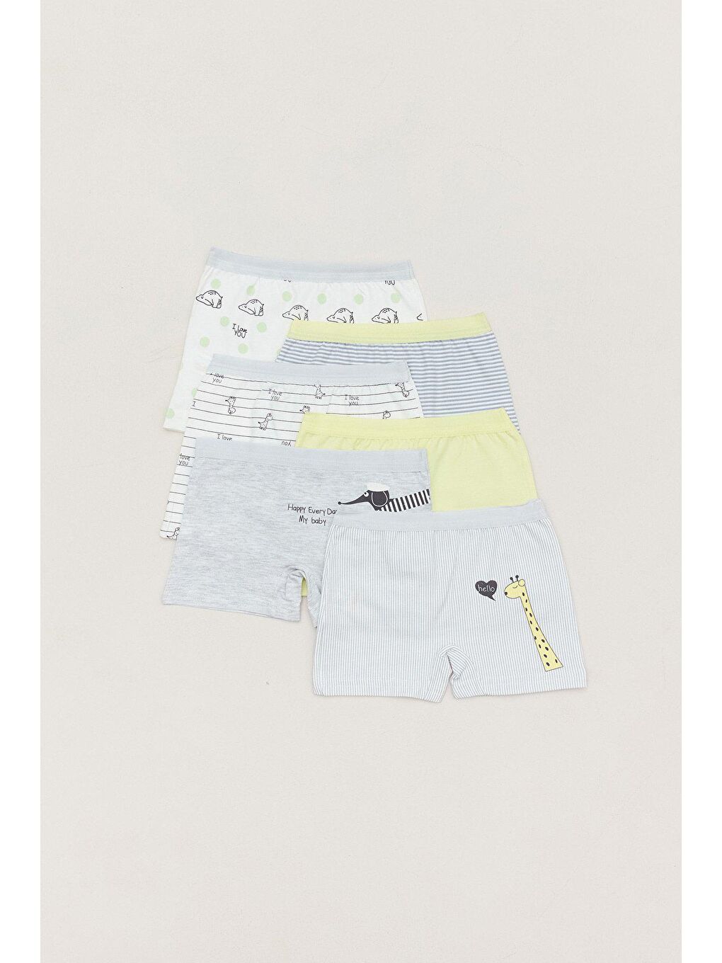 Karışık Baskılı Kız Çocuk 6 Lı Boxer