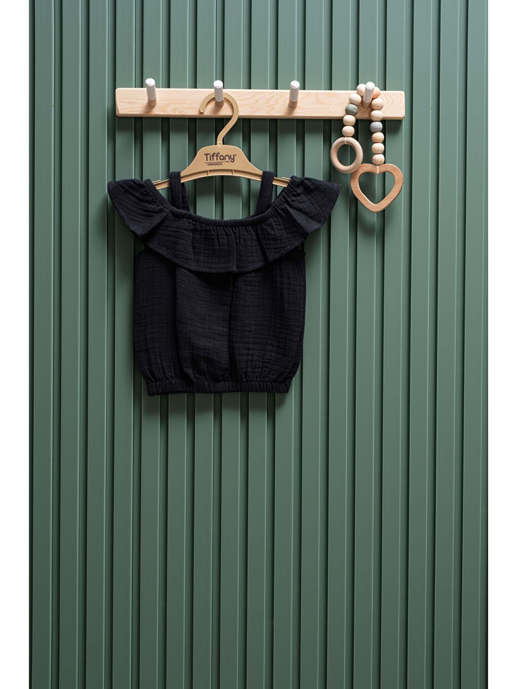 Siyah Kız Bebek Müslin İp Askılı Tişört 6 Ay 3 Yaş %100 Pamuk