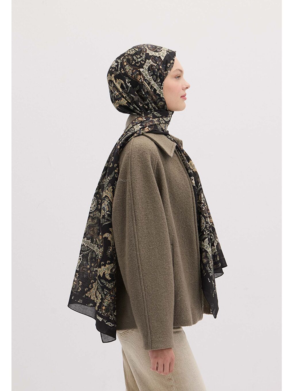 Bej Enya Desen Şal Vizon-3