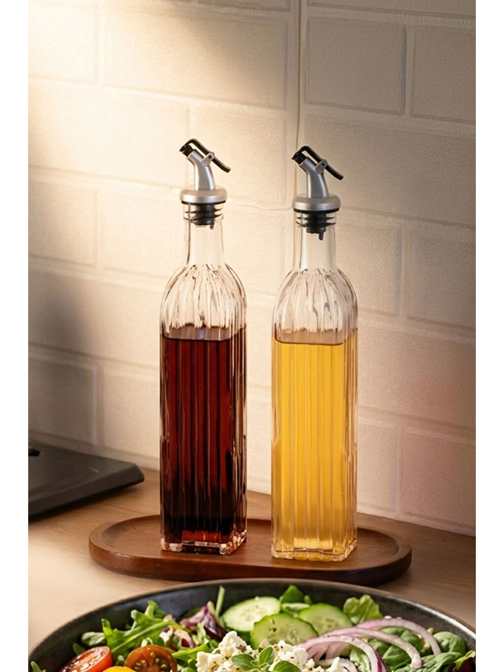 Renksiz DHZ90116-3 2li Sızdırmaz Kapaklı Cam Yağlık Sirkelik Yağdanlık 500ml-1