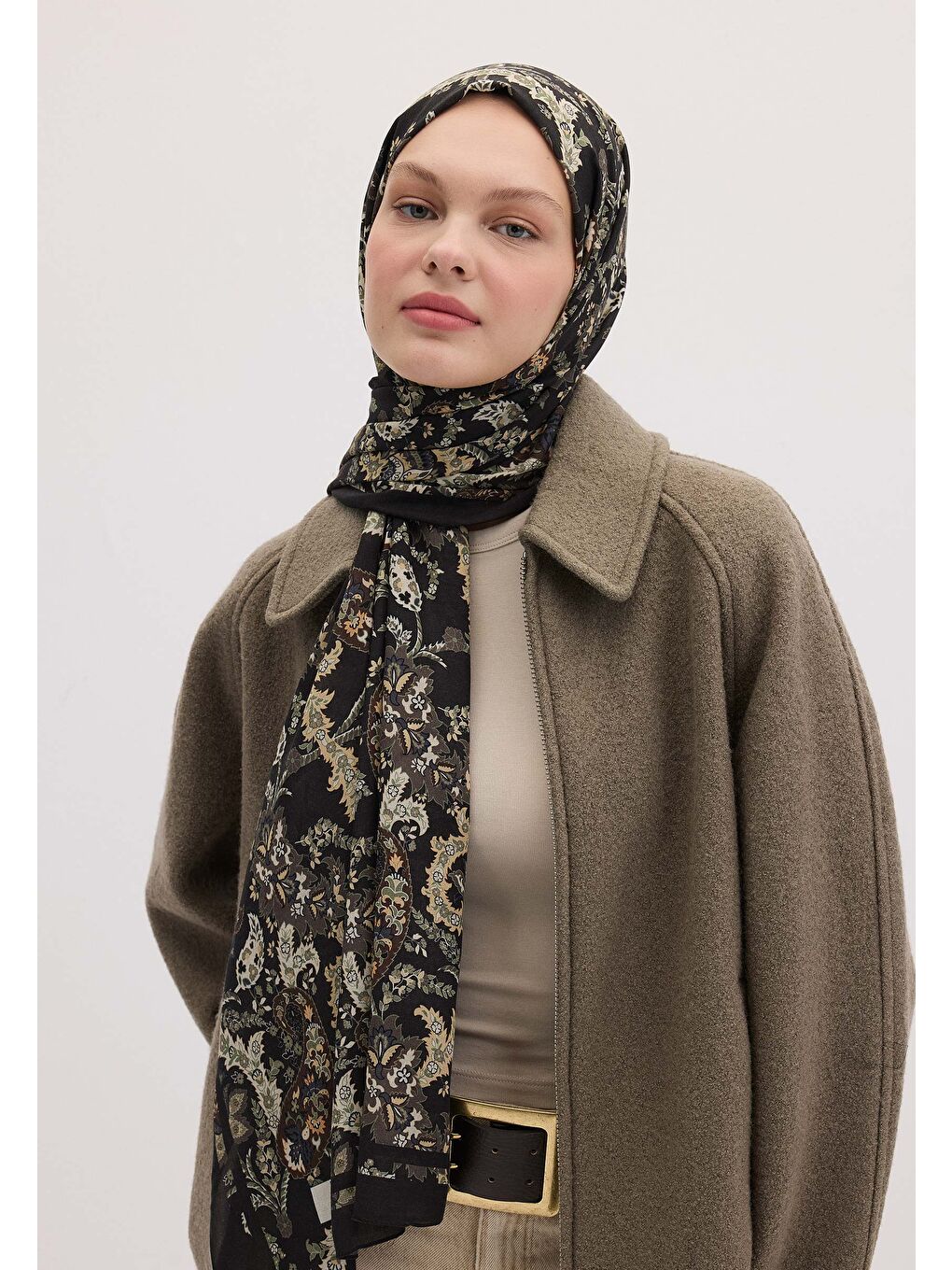 Bej Enya Desen Şal Vizon-4