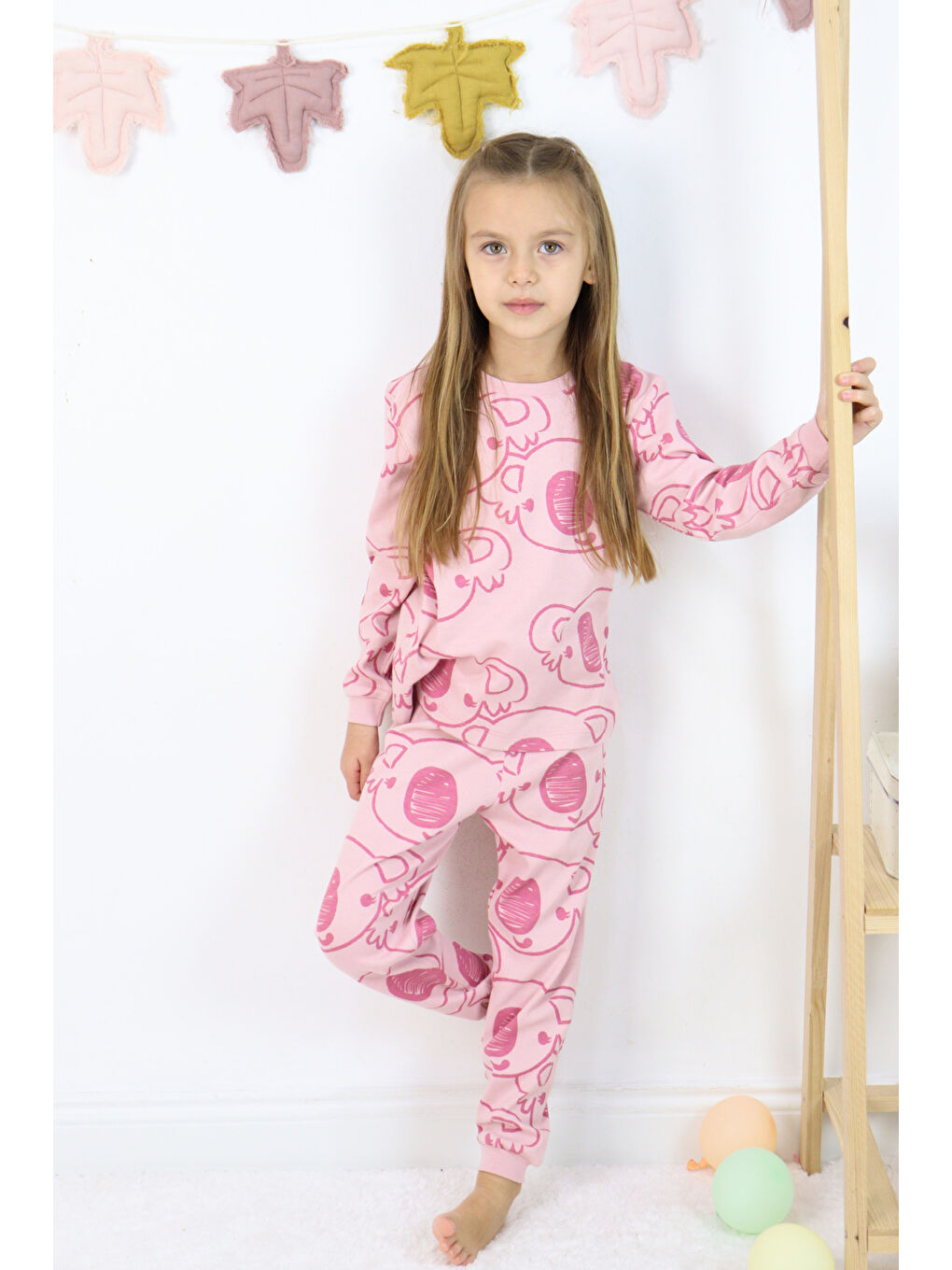 Harika KIDS Pembe Kız Çocuk Orta Kalınlıkta Basic Baskılı Pijama Takımı - 3