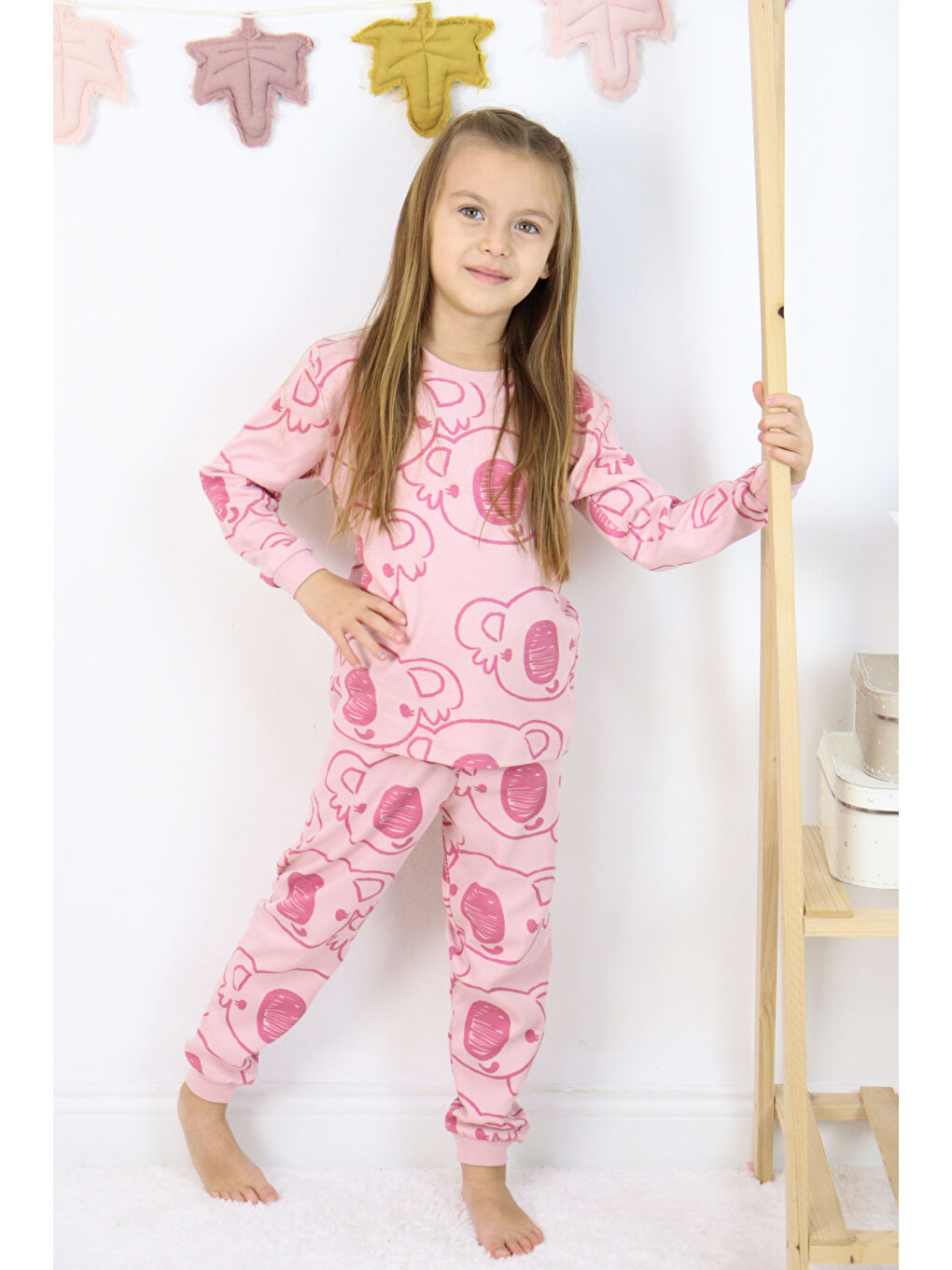 Harika KIDS Pembe Kız Çocuk Orta Kalınlıkta Basic Baskılı Pijama Takımı - 4