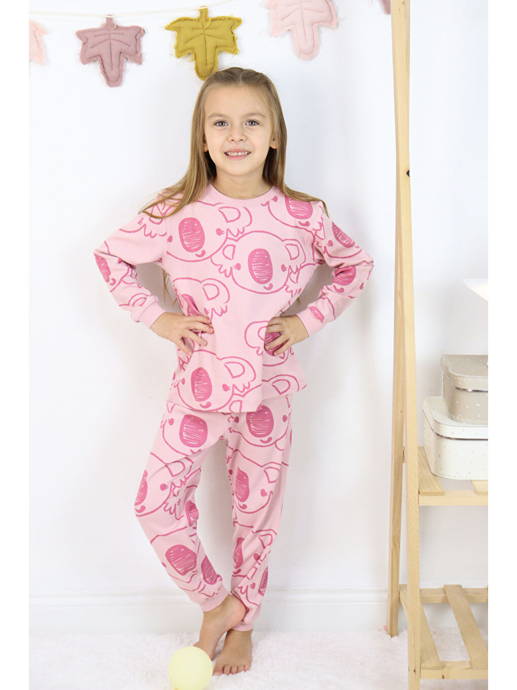 Harika KIDS Pembe Kız Çocuk Orta Kalınlıkta Basic Baskılı Pijama Takımı - 5