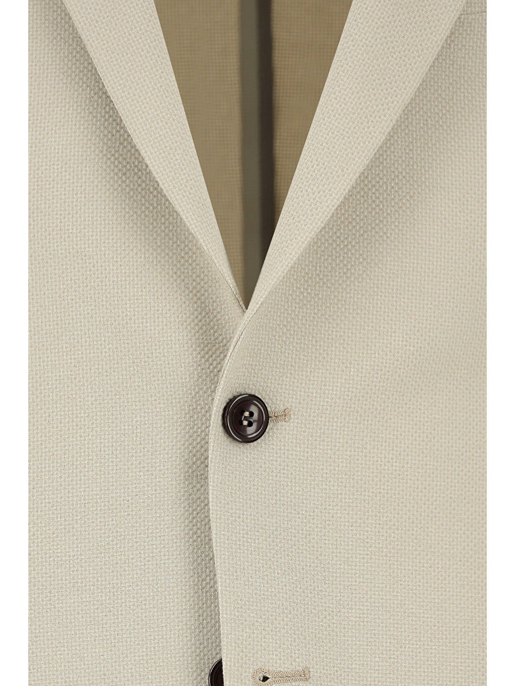 Ekru Slim Fit Dar Kesim Çizgili Beli Lastikli İpli Takım Elbise-3