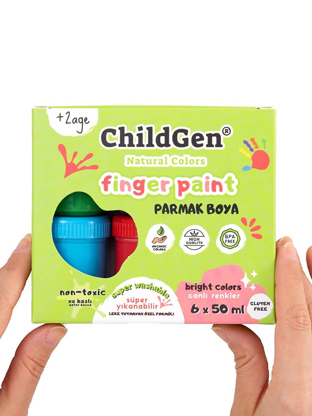 ChildGen Karışık Süper Yıkanabilir 6'lı Parmak Boya Seti (6x50gr) - 3